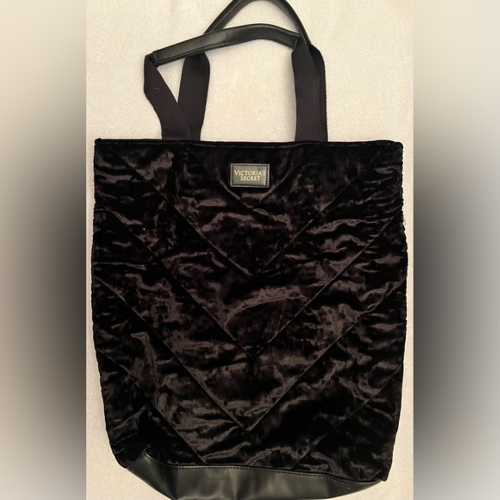 Large velvet textured Victoria Secret tote